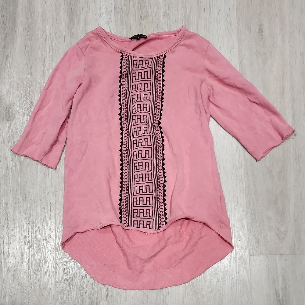 POL Pink Tunic with Black Embroidered Panel